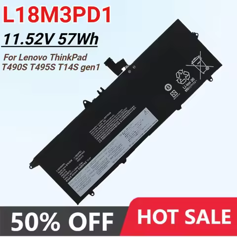 L18M3PD1 57Wh Laptop Battery for Lenovo Thinkpad Notebook Battery T490s T495s T14S Gen1 L18M3PD2 L18