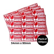 Fragile Sticker Label (500pcs) Warning Mudah Pecah Stiker Fragile Pelekat Carton Box