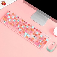 [SG Ready Stock] N520 Cordless Keyboard Mouse Set Wireless Punk Vintage Gaming Round Mute Keys Mecha