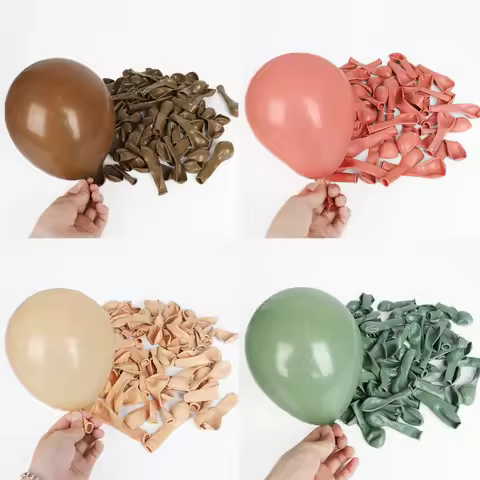 10/20/30pcs Retro Green Balloons Coffee Khaki Coco Skin Avocado Green Latex Globos for Birthday Deco