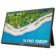 Arzopa 14.0 ''1080P FHD IPS จอภาพแบบพกพาแบบบางเฉียบ USB C HDMI ภายนอกหน้าจอที่สองสำหรับ Mac แล็ปท็อปพีซีสวิตช์ PS4/5 Xbox