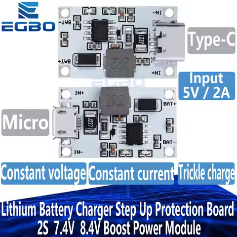 5V 2A Lithium Battery Charger Step Up Protection Board 2S 7.4V 8.4V Boost Power Module Li-Po Li-ion 