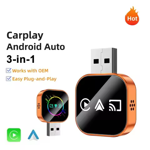 3 in 1 Carplay Adapter Wireless Android Auto AIBox for OEM Wired Carplay Screen Support Original MIC