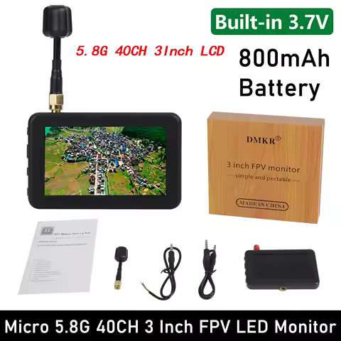 DMKR Micro 5.8G 40CH 3 inch FPV LED Monitor 480x320 Mini Handheld Display 16:9 Build-in 3.7V 800mAh 