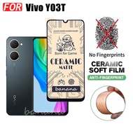 3 in 1 Vivo Y03T เคสโทรศัพท์กันกระแทกสําหรับVivo Y03 Y28 Y18 Y18EเซรามิคFrostedฟิล์ม + ฟิล์มเลนส์กล้