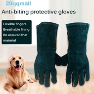 QQMALL Anti-Bite Safety Glove, Anti-Scratch Ultra Long Biting Protective Gloves, Portable Leather Anti-Bite Thickening Work Gloves Pet