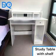 Du Qin Study Table/Study Desk with Top Shelves/Writing Table/Wood Table/Drawer Table/Meja Belajar/Meja Laci