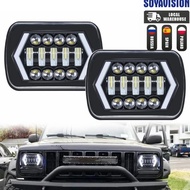 5X7" 7x6'' LED Headlight White DRL Amber Turn Signal for Jeep Wrangler YJ Cherokee XJ H6014 H6052 H6