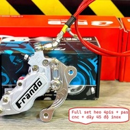 Front brake Combo (Frando Pig 4pis Silver + cnc pas + stainless steel shut-off oil line 95cm 45 degr