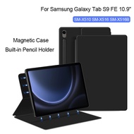 Magnetic Tablet Case For Samsung Galaxy Tab S9 FE 10.9" 2023 S9Fe SM-X510 X516 X516B PU Stand With Built-in Pencil Holder Cover