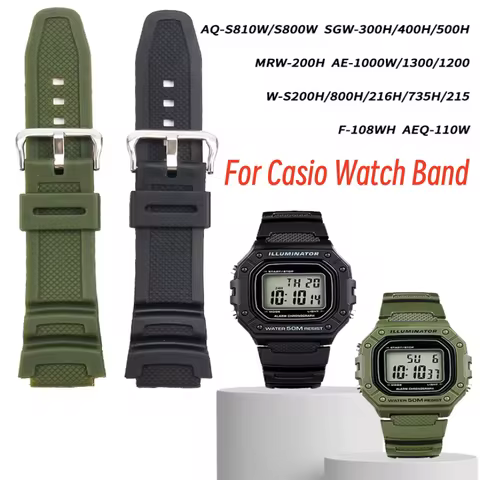 STRAP For Casio W218H AE-1200 AE-1100 SGW-300 SGW-400 MRW-200 Resin Silicone Watch Band Refreshing C