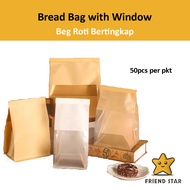 Bakery Bread Bag with Window / Tin-Tie Bag with Window / Bakery Toast Loaf Bread Pastry Roti Packagi