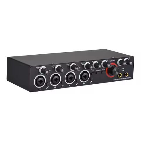 4 Channels Recording Sound Card with Driver Free Audio Interface 4-in 4-out USB Live Sound Card 24 b