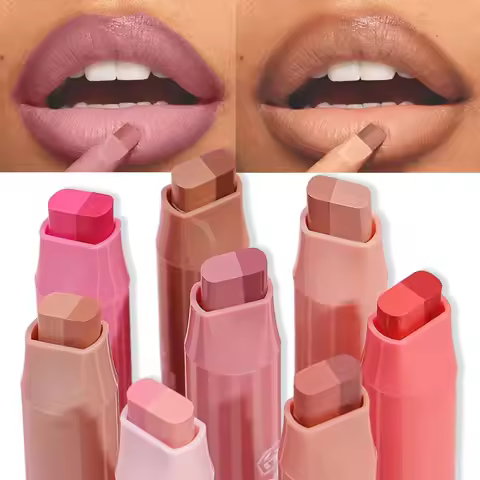 Two Color-Blocking Matte Lipliner Waterproof Durable Not Easy To Take Off Lipstick High Pigment Smoo