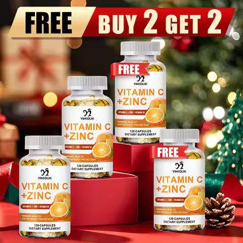 Buy 2 Get 2 Free! Vitamin C & Zinc Capsules, Support Synergistic Immune, Antioxidant & Skin Health B