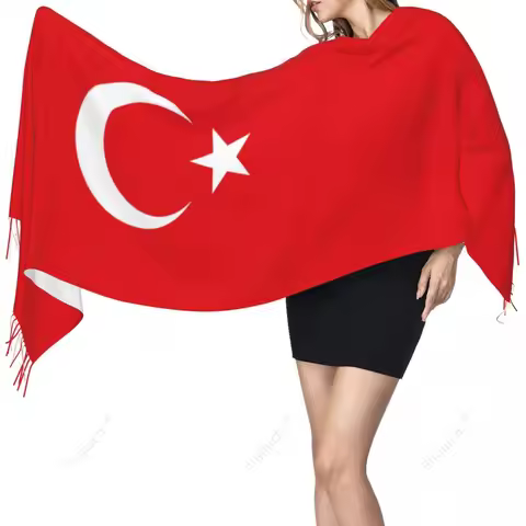 Turkey Turkiye Flag Turks Scarf Pashmina Warm Scarves Shawl Wrap Hijab Spring Winter Multifunction U