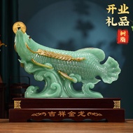 Gift of fortune - Golden arowana fish statue attracts wealth for living room and entrance,