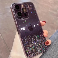 Vanuoxin Luxury Transparent Glitter Bling Shiny Clear Soft Silicone Case For iPhone 11 12 13 14 15 Pro Max Gradient Star Cover
