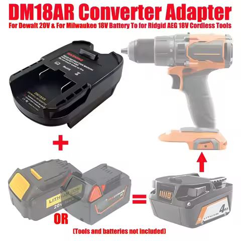 ALASICKA DM18AR Battery Adapter for DeWalt/Milwaukee 18V/20V Li-ion Batteries Convert To Work for Ri