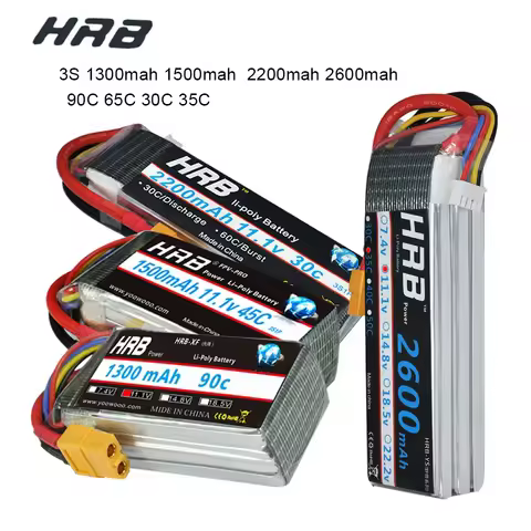 HRB RC Lipo Battery 3S 11.1V 1500mah 1300mah 2200mah 2600mah 90C 65C 30C 35C Li-poly battery for FPV