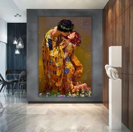 ผ้าใบจูบศิลปะผ้าใบ Gustav Klimtศิลปะบนผืนผ้าใบสำหรับติดกำแพง Gustavภาพพิมพ์ผืนผ้าใบวาด Gustavจูบศิลป