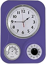 Lily's Home (9.5 Inch x 13.3 Inch Retro Kitchen Wall Clock, Vintage Wall Clock with a Thermometer an