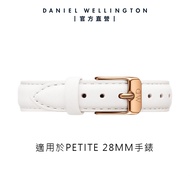 Daniel Wellington 錶帶 Petite Bondi 12/14mm純真白真皮錶帶-玫瑰金框(DW00200161)/ 12mm