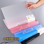 OKHALLO Binder File Folder, D-shaped Plastic Transparent Folder, Office Document 2 Holes Lever Arch 
