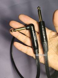 สายสัญญาณP.PHONE+P.PHONEงอสายแจ็คกีตาร์งอ1ด้านสายไมค์ถักไนลอนO&K CABLEปลั๊กLidgeดำTadaงอยาว1ม./2ม./3
