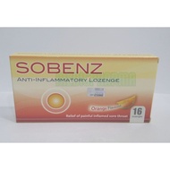 Sobenz 16's Orange Throat Lozenges | Benzydamine HCl 3mg + Cetylpyridinium 1.33mg | Sore Throat & Or