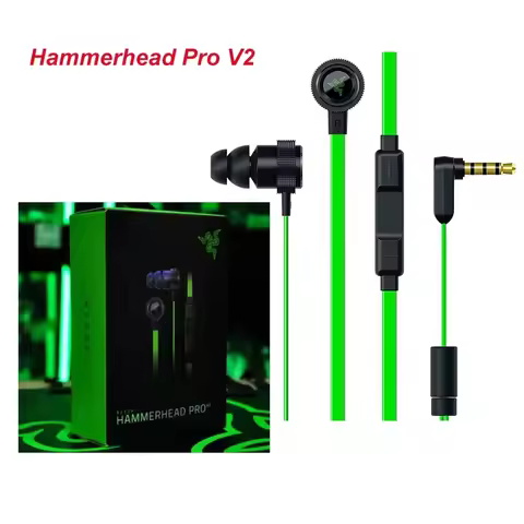 Razer Hammerhead Pro V2 Earphone with Mic Headset Gamer Sports Gaming Headset High Quanlity Wired Ea