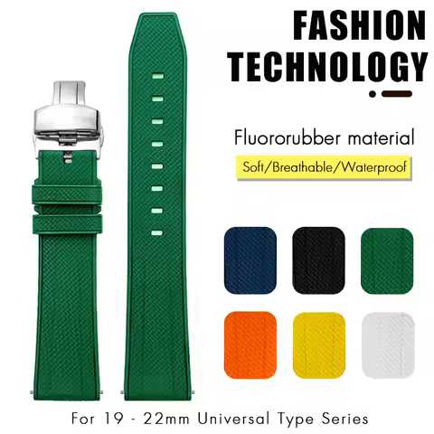 19mm 20mm 21mm 22mm Quick Release Soft FKM Fluororubber Watchband for Omega Breitling Longines Jaege