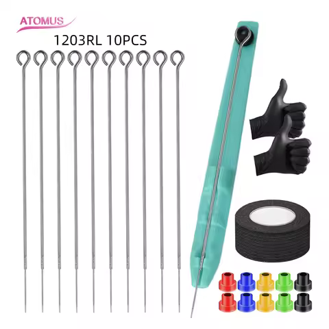 Tattoo Needles 1RL 3RL 5RL Hand Poke Pen and Stick Tool Kit Professional Tattoo Bandage Body Paintin