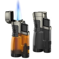 RONXS Torch Lighter, 2 Pack Triple Jet Flame Butane Cigar Lighter with Punch Cutter, Mini Refillable