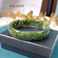 Natural Serpentine stone bracelet with square beads, size 12x15.5mm, cut in original shape, suitable