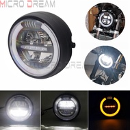 E-Mark E8 7" LED Motorcycle Retro Headlight Daytime Running Light Hi/Lo Beam DRL Head Lamp for Harle