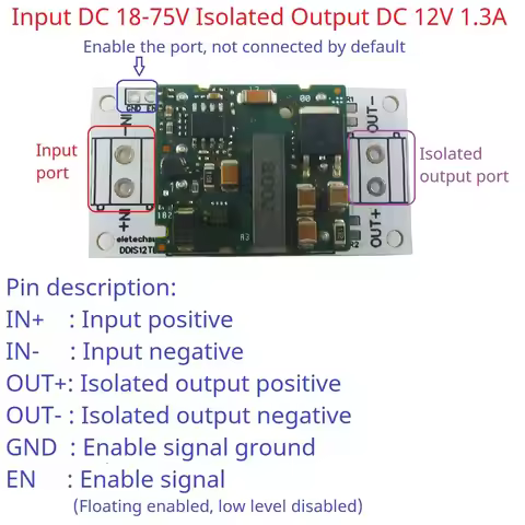 High Voltage Isolated DC 24V 36V 48V 60V 72V TO 12V DC-DC Buck Converter Voltage Stabilizing Module 