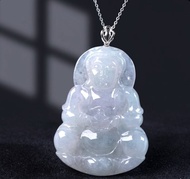 冰種翡翠觀音菩薩項鍊 18K金墜頭 | 天然緬甸玉翡翠A貨 | 送禮