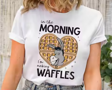 Disney Pixar Shrek Donkey Shirt In The Morning I'M Making Waffles T-shirt Disneyworld Family Tee Dis