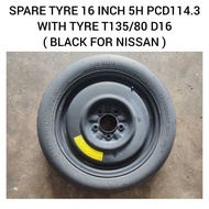 Spare Tyre 16 Inch 5H PCD114.3 ( T135/80 D16 ) Nissan Serena C25 C26 C27 X-Trail / Tayar Spare / Spa