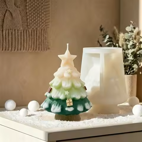 Christmas Tree Hut Aromatherapy Candle Silicone Mold, Christmas Fragrance Expanded Gypsum Dropping P