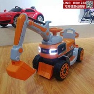 兒童電動挖掘機玩具車可坐可騎大號音樂男孩挖土機學步滑行工程車