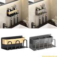 BLACK Wall Mounted Toothbrush Holder Aluminium Alloy Toothpaste Rack Household Storage