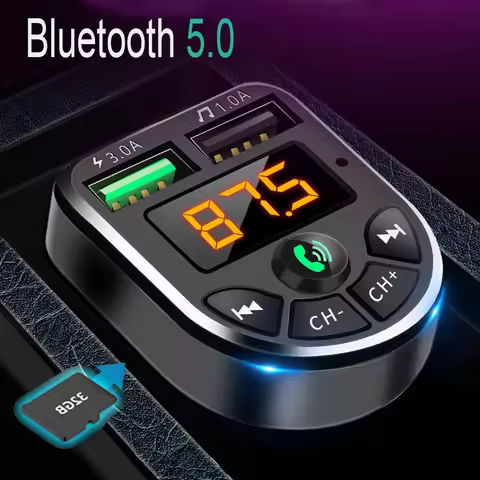 Bluetooth 5.0 MP3 Player Wireless Audio Receiver Dual USB 3.1A Fast Charger FM Transmission Car MP3 