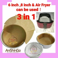 AnShinGo 3 in 1 Cake mould 6inch 8inch &amp; Air Fryer  round Multipurpose Disposable Baking paper