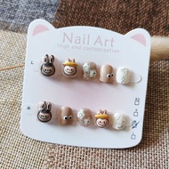 fake nails handmade nails Cartoon Labubu Labu Labubu Children Wearing Nails Handmade 3-6-10 Years Ol