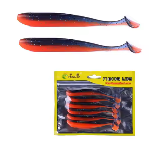 HENGJIA 6pcs/lot Pesca Fishing Soft Lure Worm Silicone Bait Swimbait 10cm-5.4g T Tail Artificial Bai
