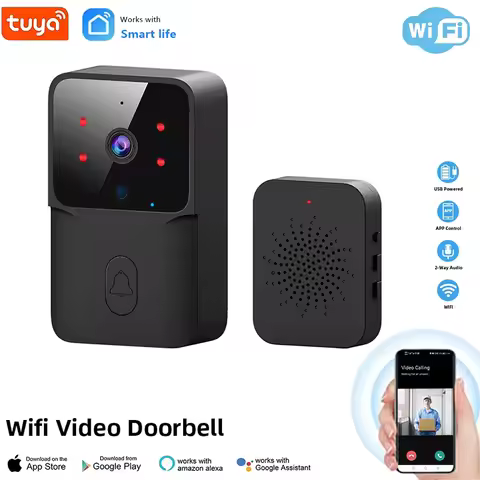 WiFi Doorbell Home Tuya WiFi Wireless Doorbell DC AC Battery Powered Camera Bell with Alexa Google D