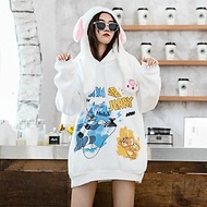 Áo Hoodie Nón Chui Trùm Đầu Nữ Nam Unisex Chất Vải Nỉ Poly Nam Nữ Tom Jerry, , áo hooodie nam , áo hoodie nữ , áo hoodie cặp đôi, áo khoác hoodie form rộng vải pe chống nắng chống lạnh tốt