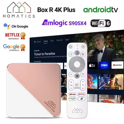 HOMATICS Box R 4K Plus TV Box AndroidTV 14 Netflix Google Certified Amlogic S905X4 Support DTS Dolby